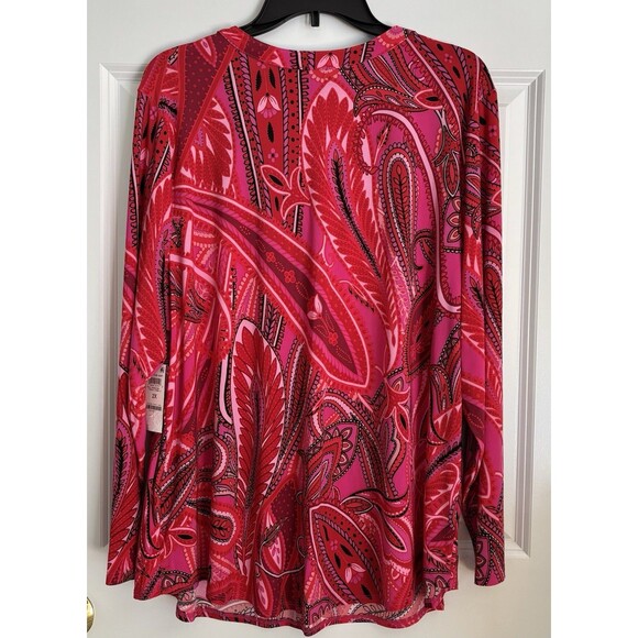 INC International Concepts Tops Paisley Long Sleeve Slit Neck Buttons Pullover - Picture 3 of 7